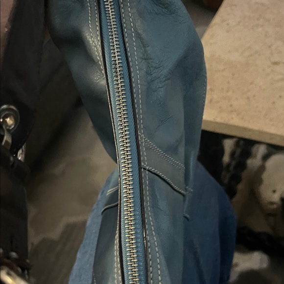 Coach Light Blue Leather small Hobo Bag with brown accents - Picture 8 of 8